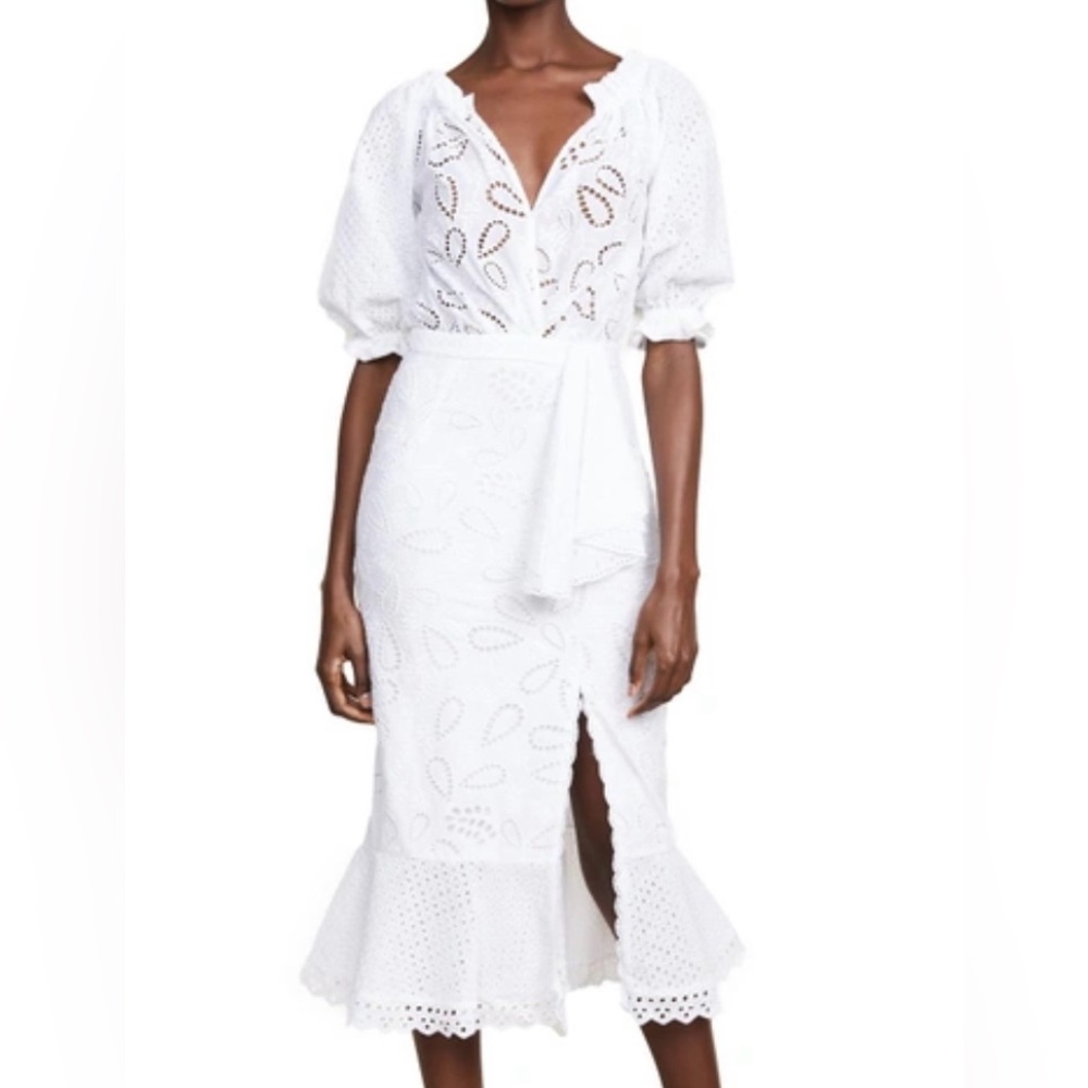 🩷 Saloni White Olivia Dress - French Broderie Anglaise cotton Beautiful Size 4